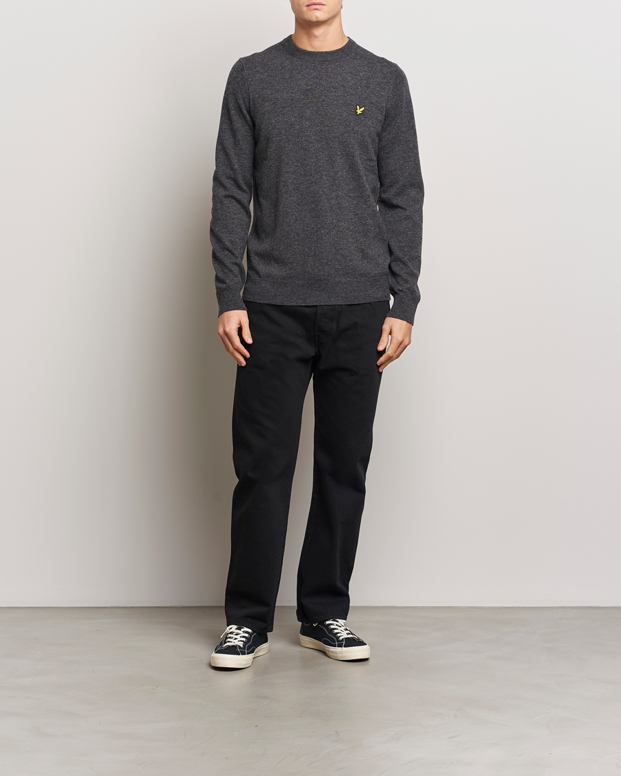 Herre | Gensere | Lyle & Scott | Lambswool Crew Neck Pullover Charcoal Marl