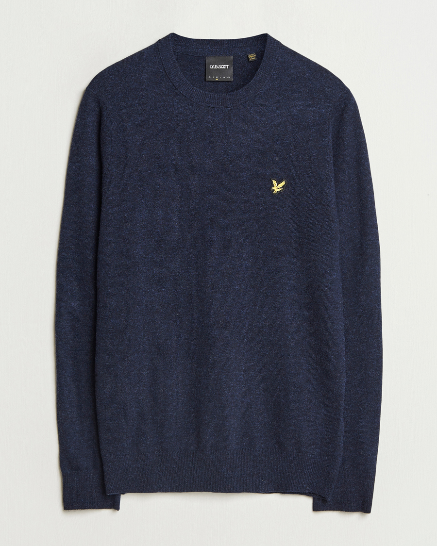 Herre | Gensere | Lyle & Scott | Lambswool Crew Neck Pullover Dark Navy Marl