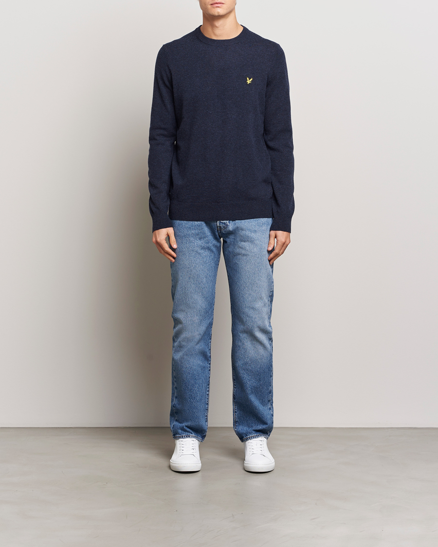 Herre | Gensere | Lyle & Scott | Lambswool Crew Neck Pullover Dark Navy Marl