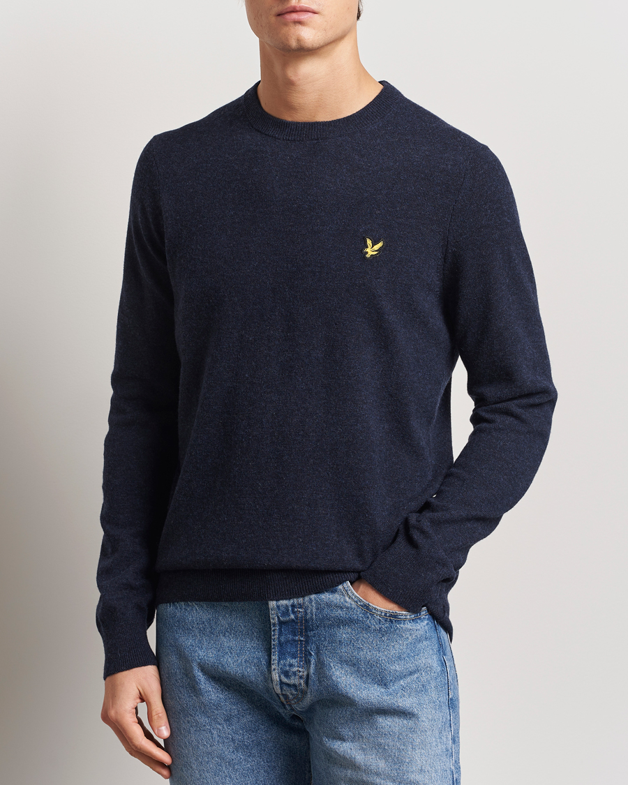 Herre | Gensere | Lyle & Scott | Lambswool Crew Neck Pullover Dark Navy Marl