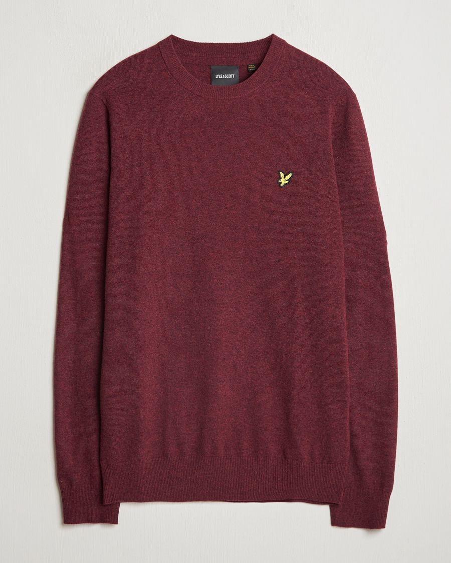Herre | Gensere | Lyle & Scott | Lambswool Crew Neck Pullover Burgundy Marl