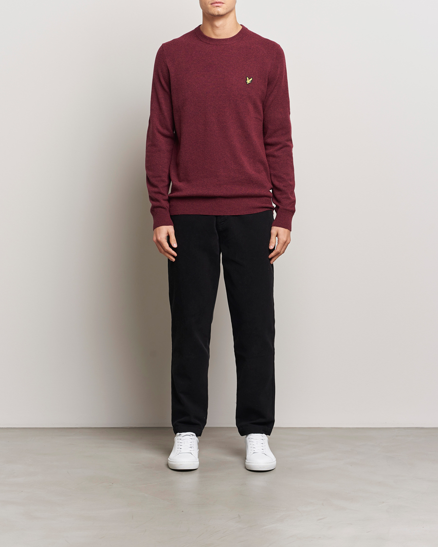 Herre | Gensere | Lyle & Scott | Lambswool Crew Neck Pullover Burgundy Marl