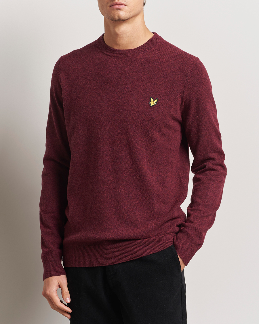 Herre | Gensere | Lyle & Scott | Lambswool Crew Neck Pullover Burgundy Marl