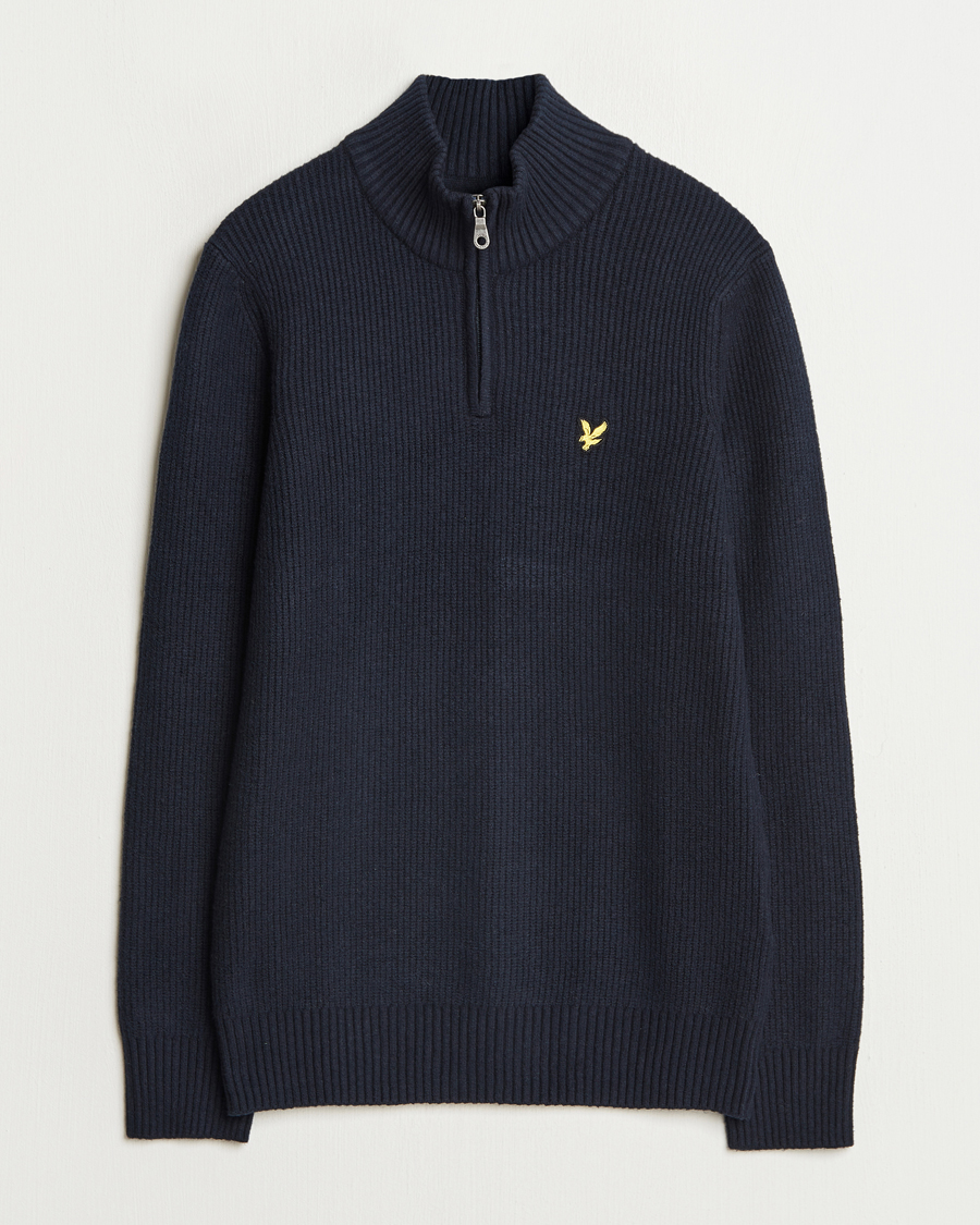 Herre | Gensere | Lyle & Scott | Shaker Stitch Half Zip Dark Navy