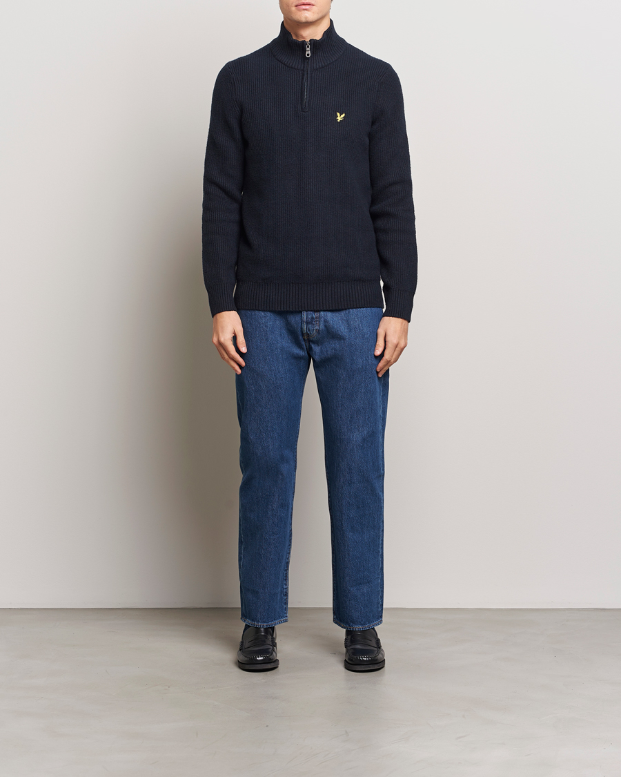 Herre | Gensere | Lyle & Scott | Shaker Stitch Half Zip Dark Navy