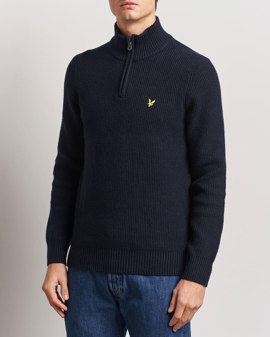 Herre | Gensere | Lyle & Scott | Shaker Stitch Half Zip Dark Navy