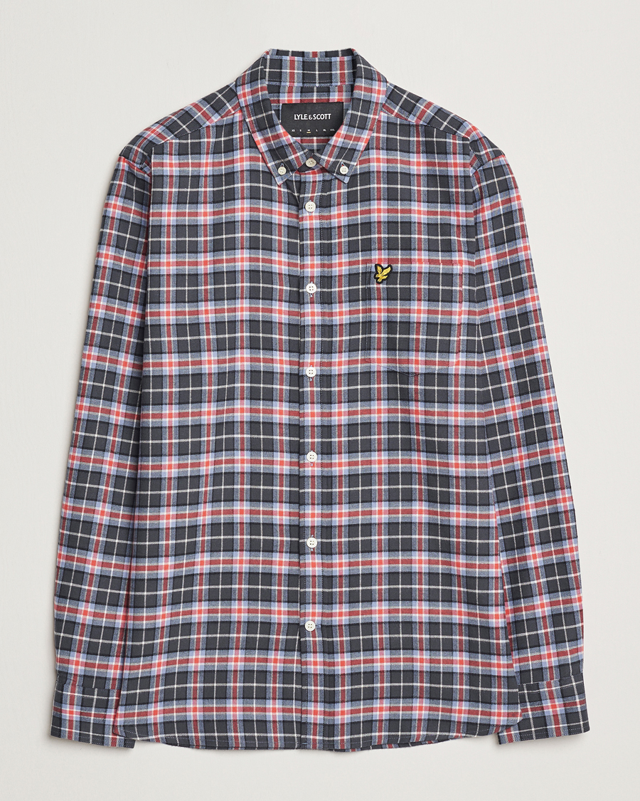 Herre | Skjorter | Lyle & Scott | Checked Flannel Shirt Blue Smoke