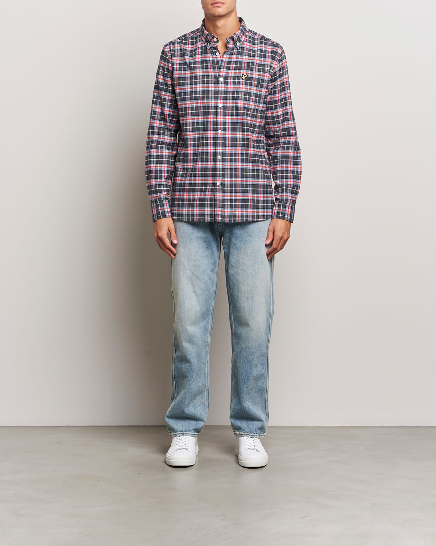 Herre | Skjorter | Lyle & Scott | Checked Flannel Shirt Blue Smoke