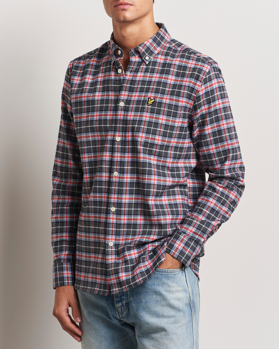 Herre | Skjorter | Lyle & Scott | Checked Flannel Shirt Blue Smoke