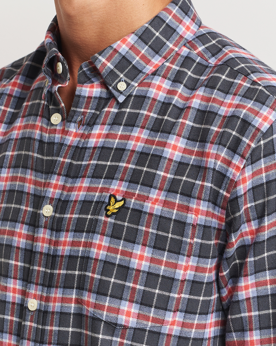Herre | Skjorter | Lyle & Scott | Checked Flannel Shirt Blue Smoke