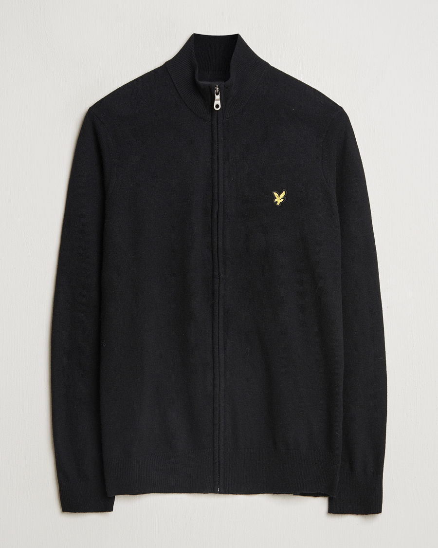 Herre | Gensere | Lyle & Scott | Lambswool Full Zip Jet Black Marl