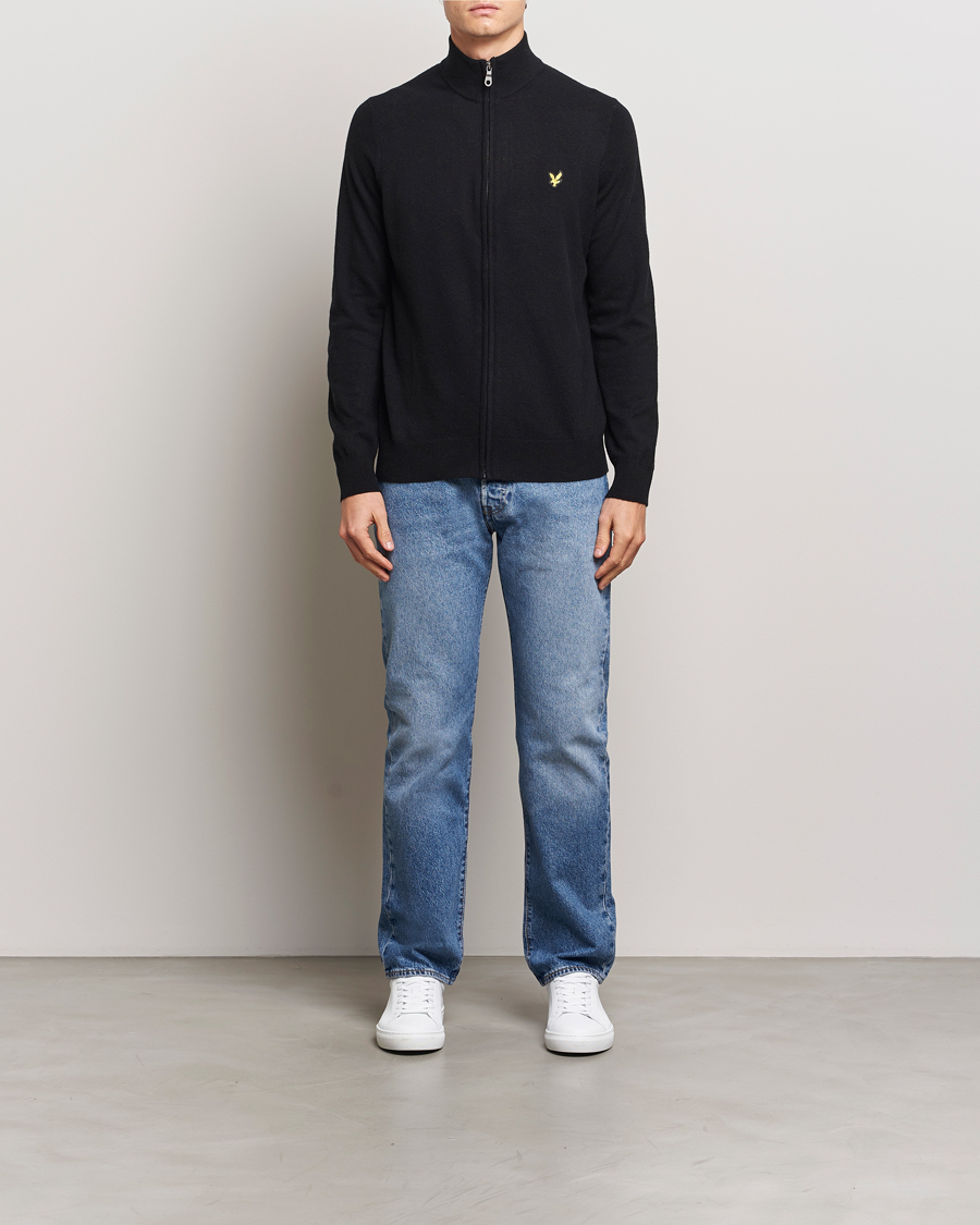 Herre | Gensere | Lyle & Scott | Lambswool Full Zip Jet Black Marl