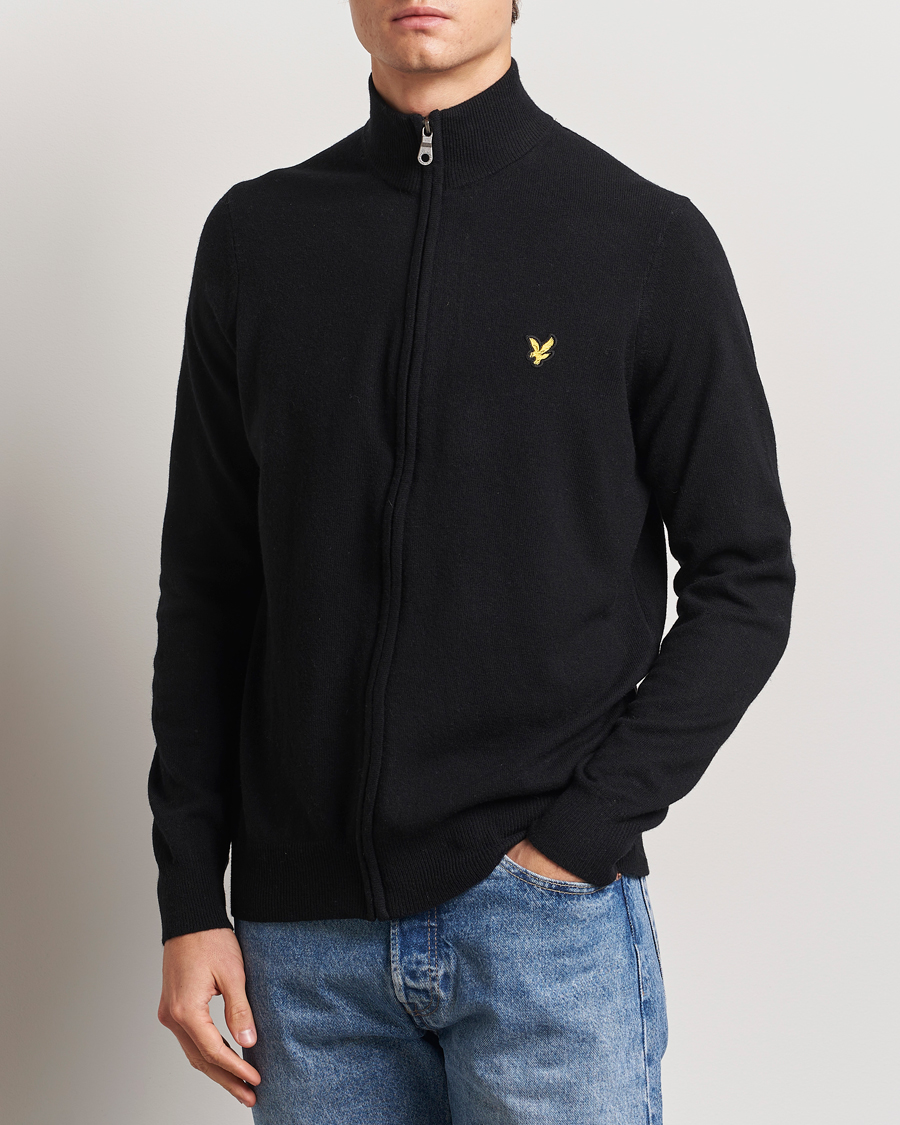 Herre | Gensere | Lyle & Scott | Lambswool Full Zip Jet Black Marl