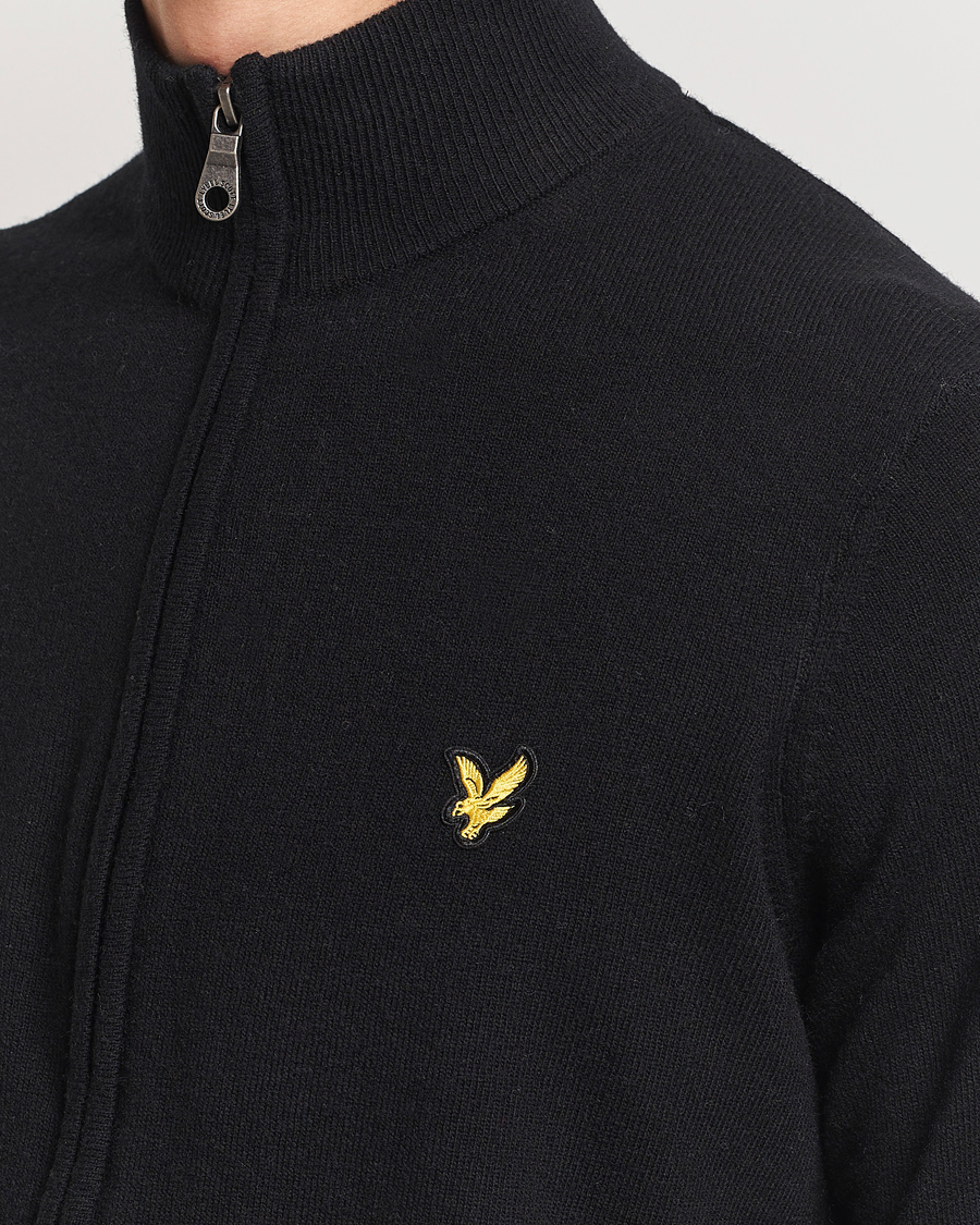 Herre | Gensere | Lyle & Scott | Lambswool Full Zip Jet Black Marl