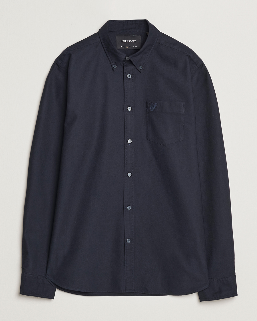 Herre | Skjorter | Lyle & Scott | Tonal Eagle Plain Oxford Shirt Dark Navy