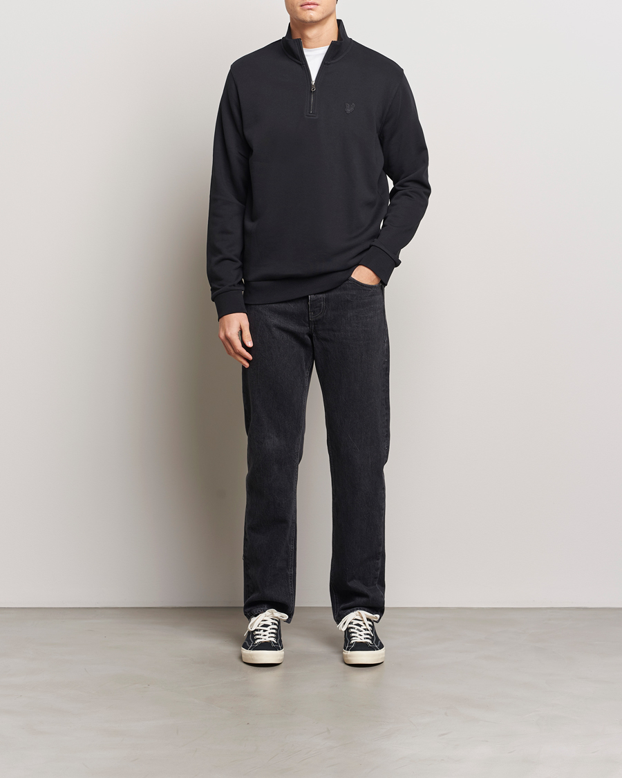 Herre | Gensere | Lyle & Scott | Tonal Eagle Half Zip Sweater Jet Black