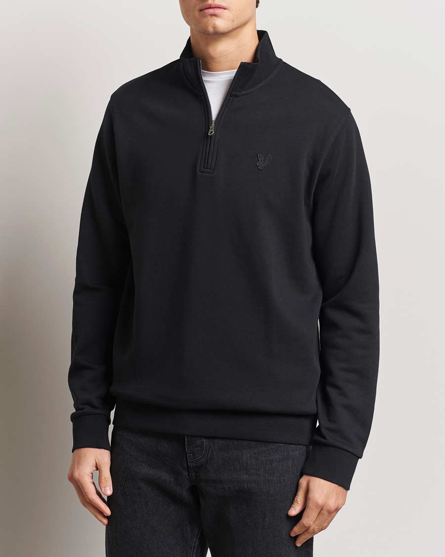 Herre | Gensere | Lyle & Scott | Tonal Eagle Half Zip Sweater Jet Black