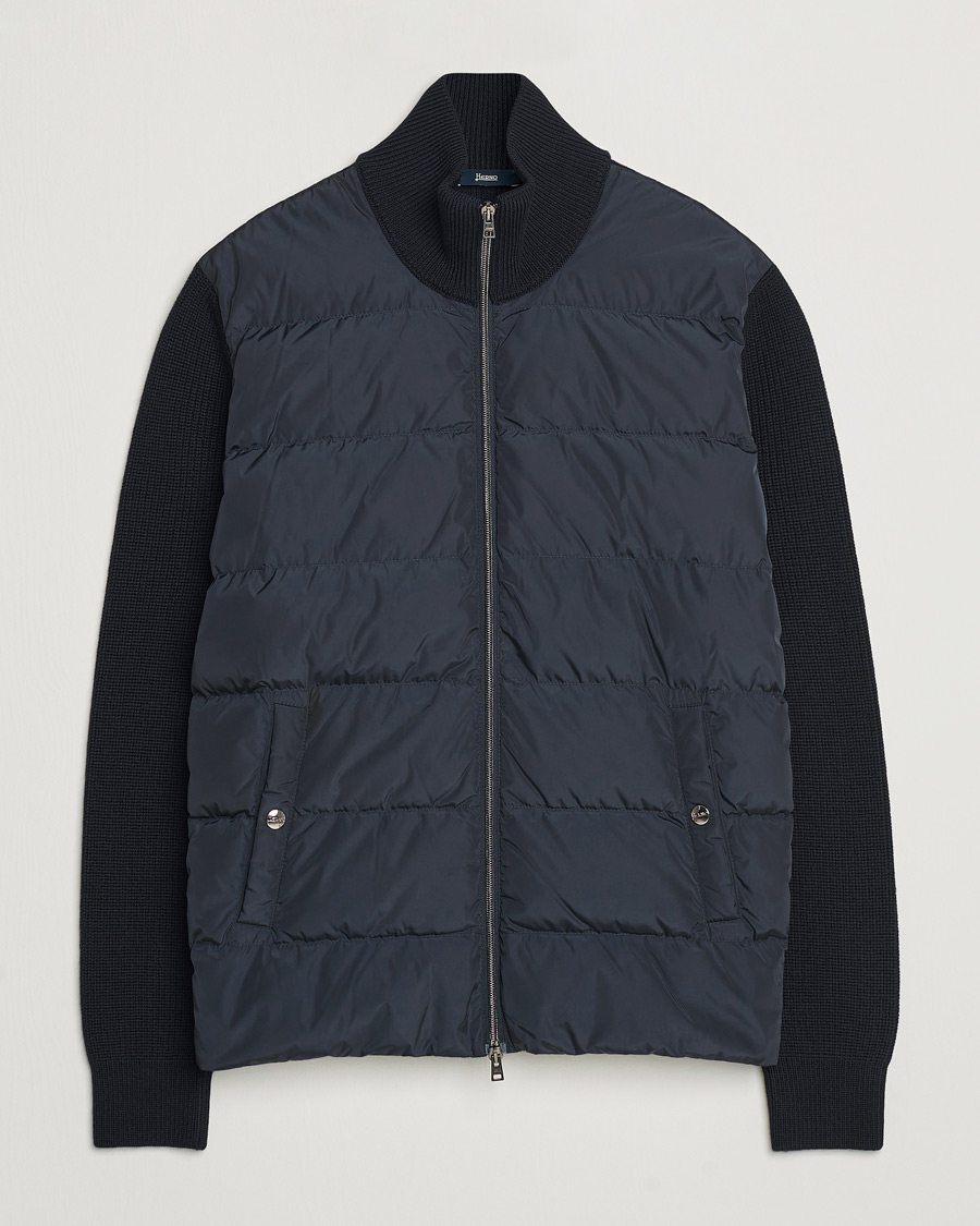 Herre | Jakker | Herno | Knitted Hybrid Jacket Navy