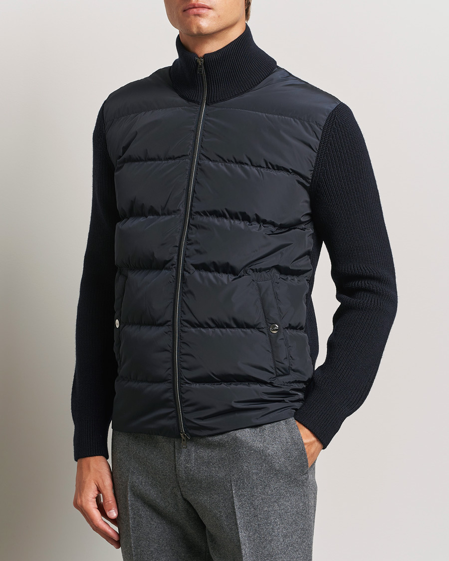 Herre | Jakker | Herno | Knitted Hybrid Jacket Navy