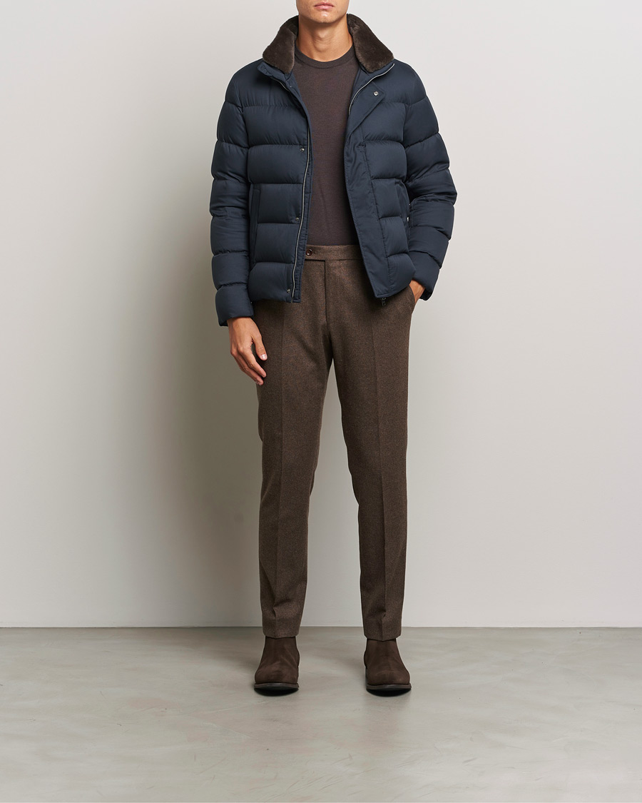 Herre | Jakker | Herno | Faux Fur Down Jacket Navy