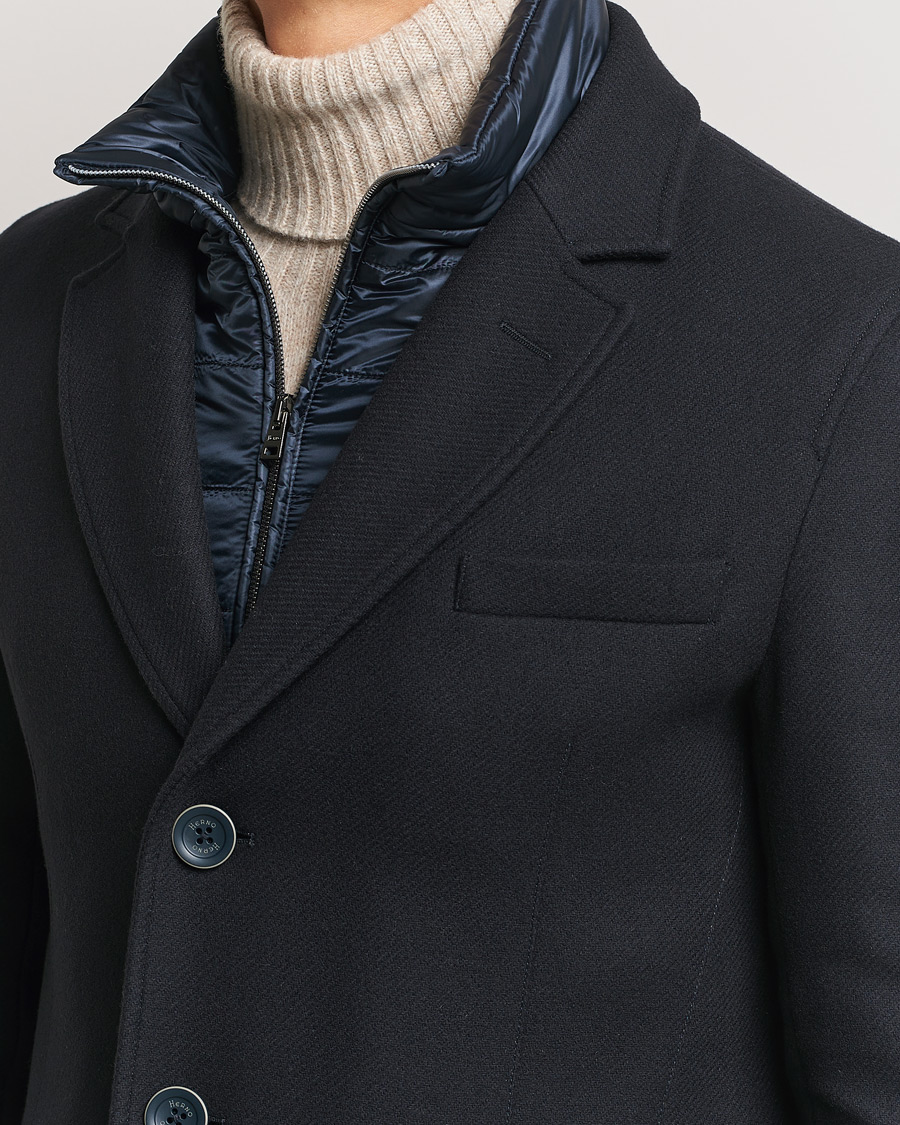 Herre | Jakker | Herno | Wool Zip Coat Navy