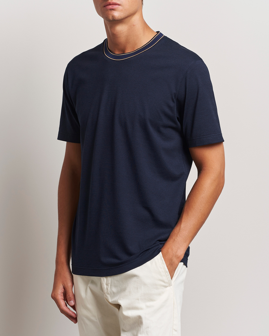 Herre | T-Shirts | Orlebar Brown | OB Standard Ribbon Tipping T-Shirt Night Iris