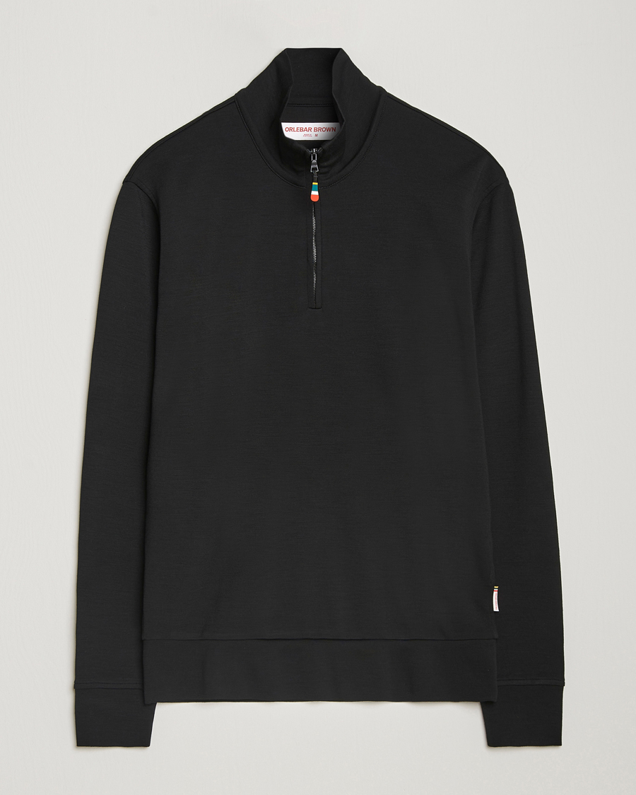 Herre | Gensere | Orlebar Brown | Isar Graphite Merino Half Zip Black