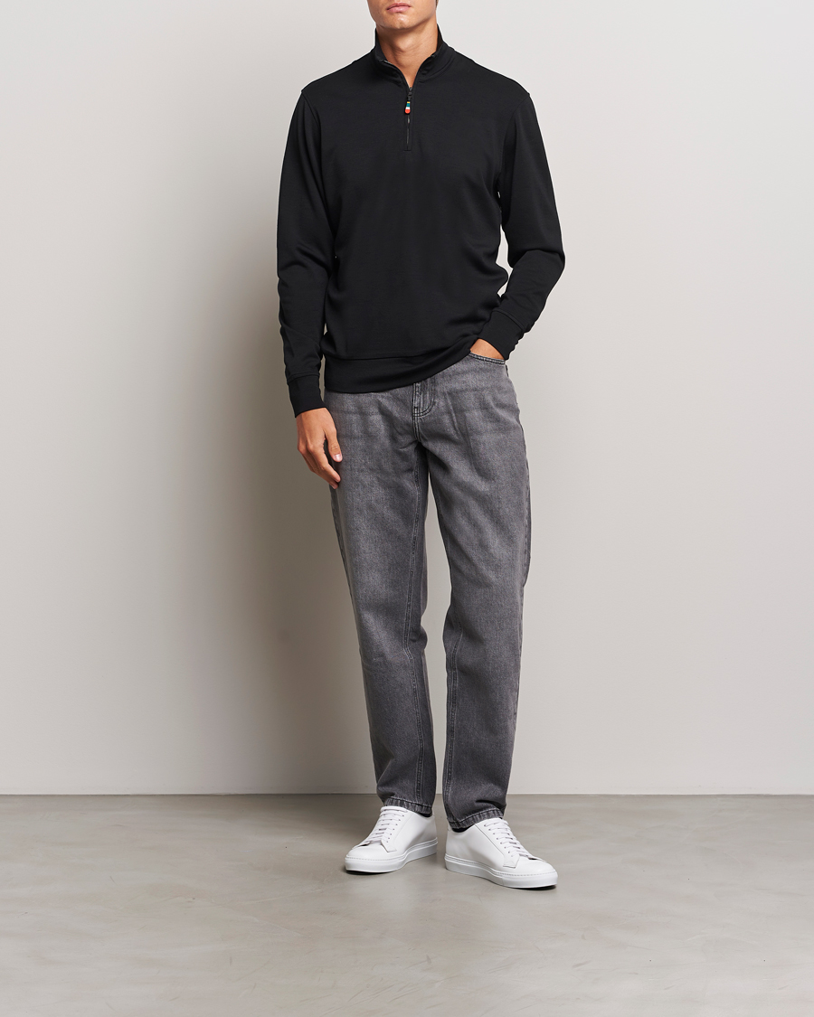 Herre | Gensere | Orlebar Brown | Isar Graphite Merino Half Zip Black