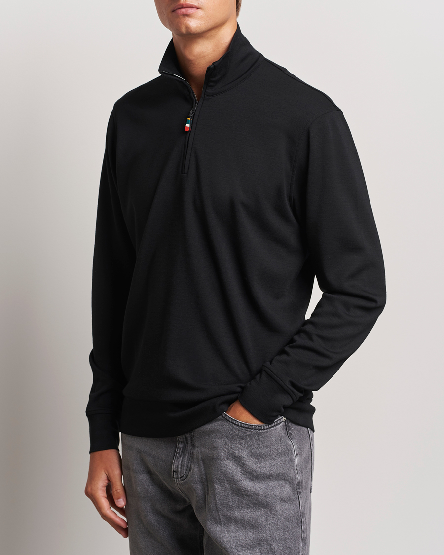 Herre | Gensere | Orlebar Brown | Isar Graphite Merino Half Zip Black
