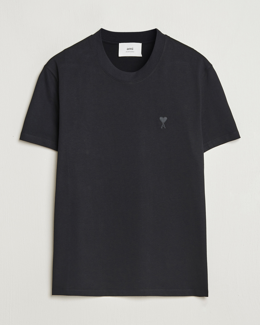 Herre | T-Shirts | AMI | Tonal Heart Logo T-Shirt Black