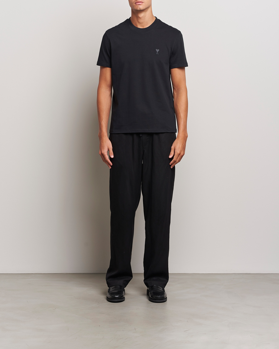 Herre | T-Shirts | AMI | Tonal Heart Logo T-Shirt Black