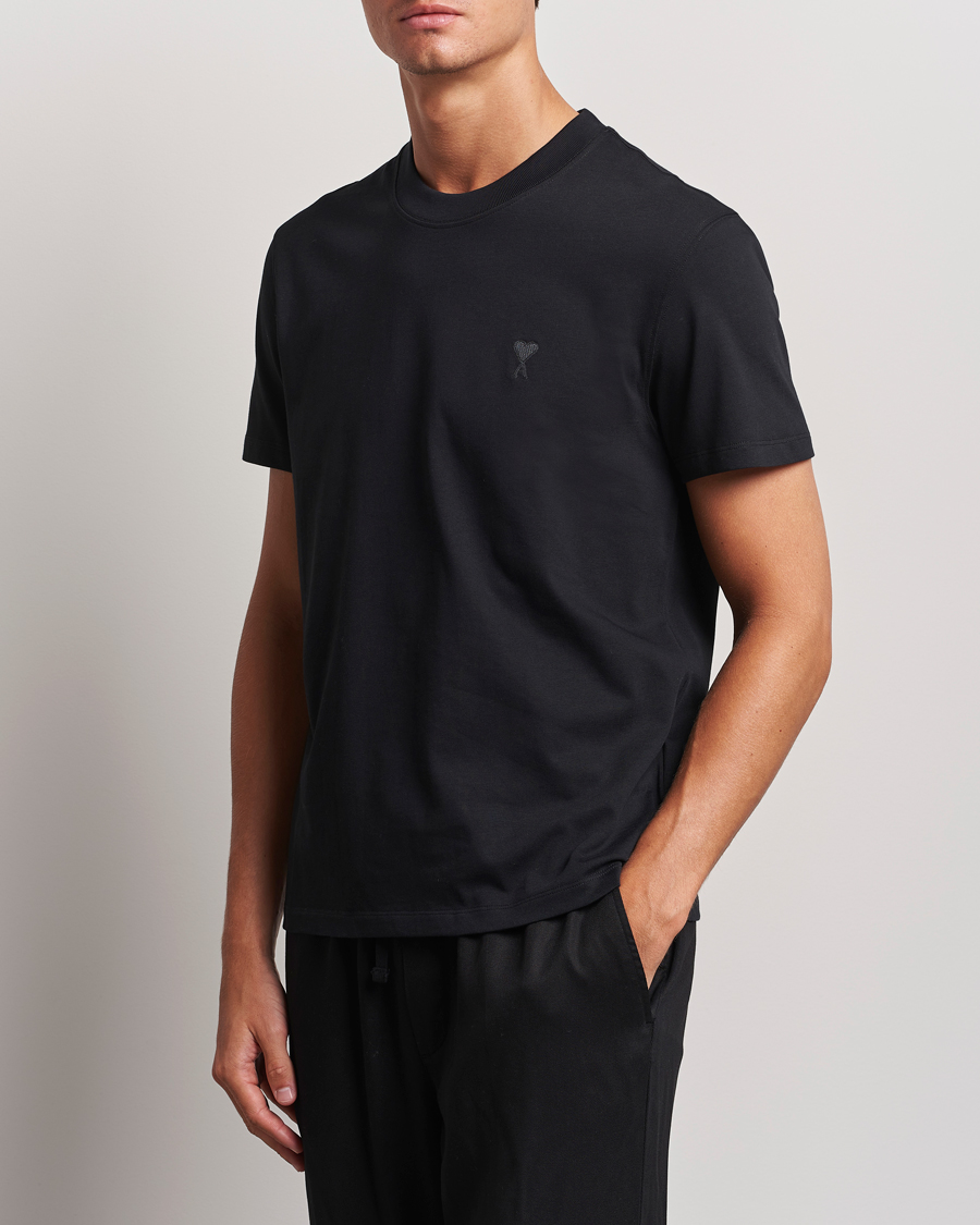 Herre | T-Shirts | AMI | Tonal Heart Logo T-Shirt Black