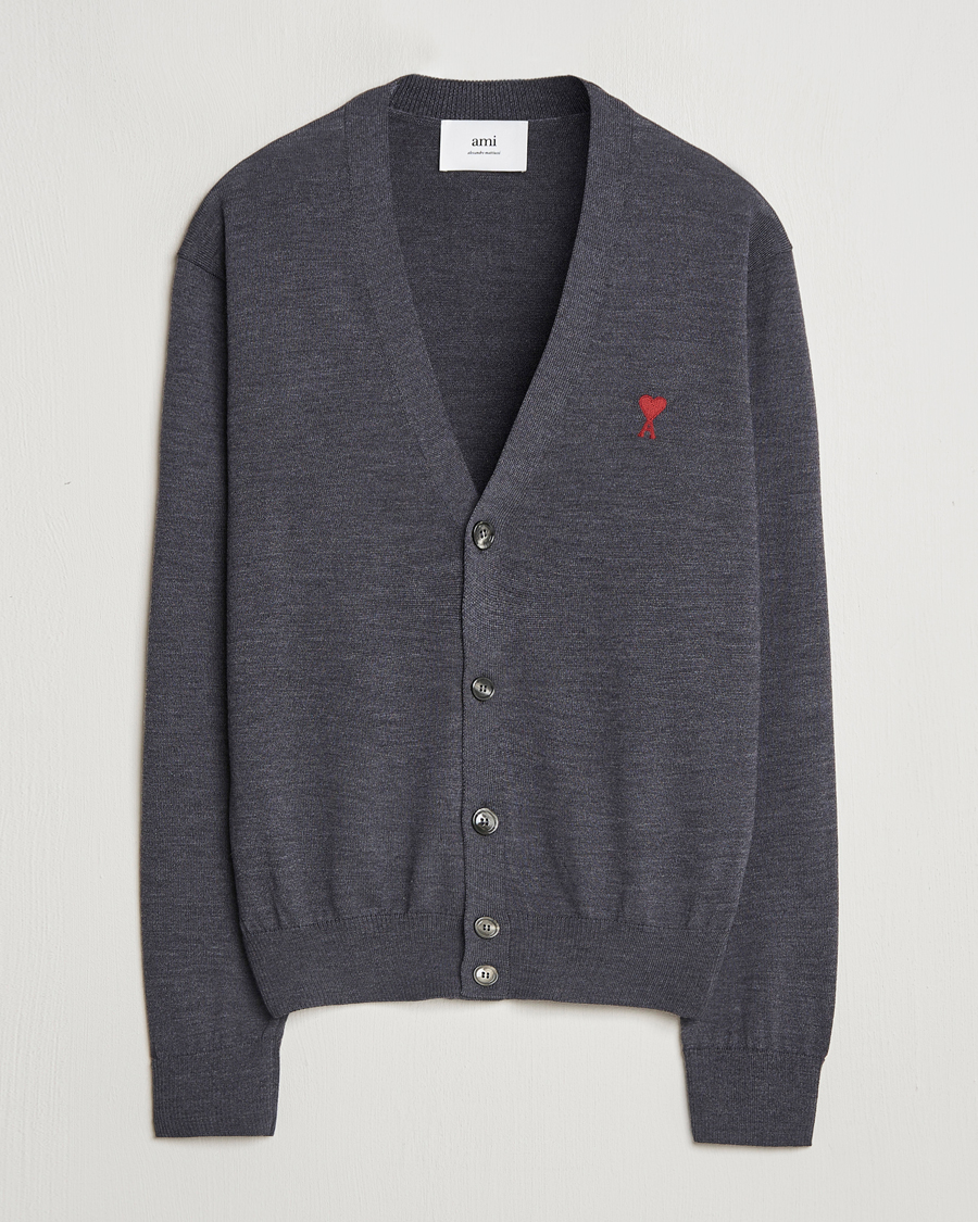 Herre | Gensere | AMI | Heart Logo Cardigan Heather Grey