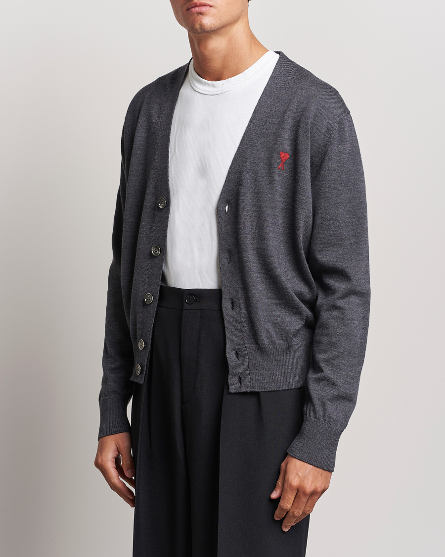 Herre | Gensere | AMI | Heart Logo Cardigan Heather Grey