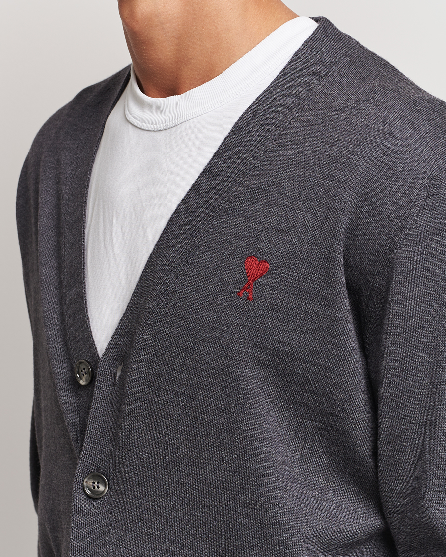 Herre | Gensere | AMI | Heart Logo Cardigan Heather Grey