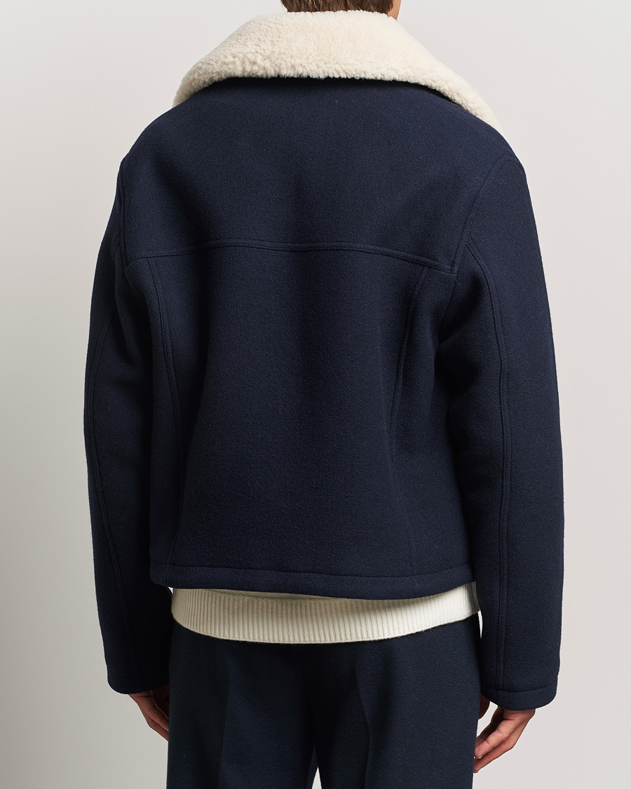 Herre | Jakker | AMI | Wool Shearling Bomber Jacket Navy