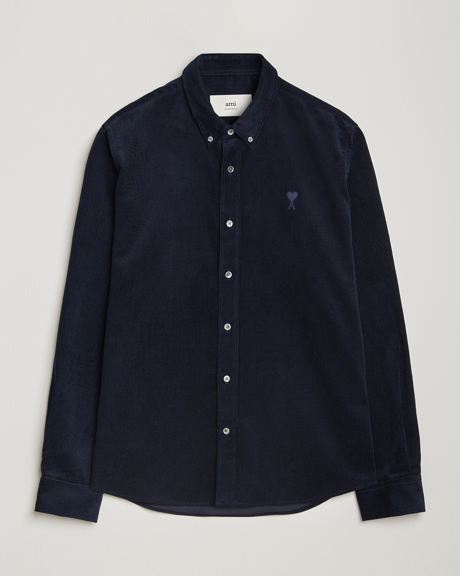 Herre | Skjorter | AMI | Classic Fit Corduroy Shirt Navy
