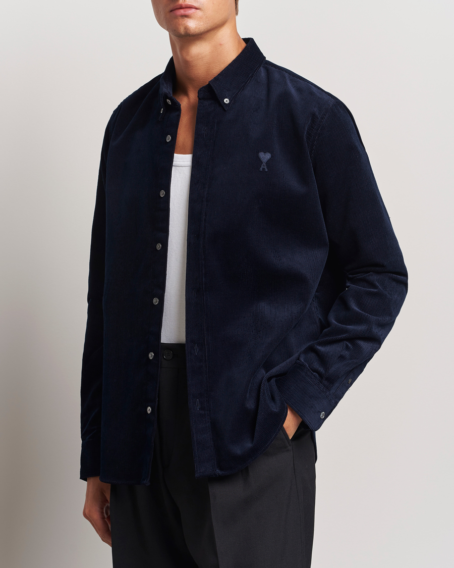 Herre | Skjorter | AMI | Classic Fit Corduroy Shirt Navy