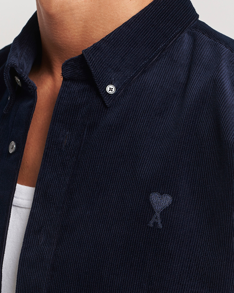 Herre | Skjorter | AMI | Classic Fit Corduroy Shirt Navy