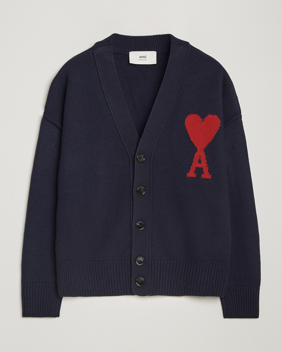 Herre | Gensere | AMI | Big Heart Logo Cardigan Navy