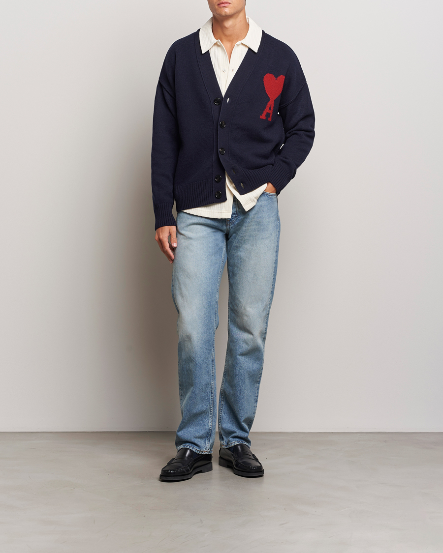 Herre | Gensere | AMI | Big Heart Logo Cardigan Navy