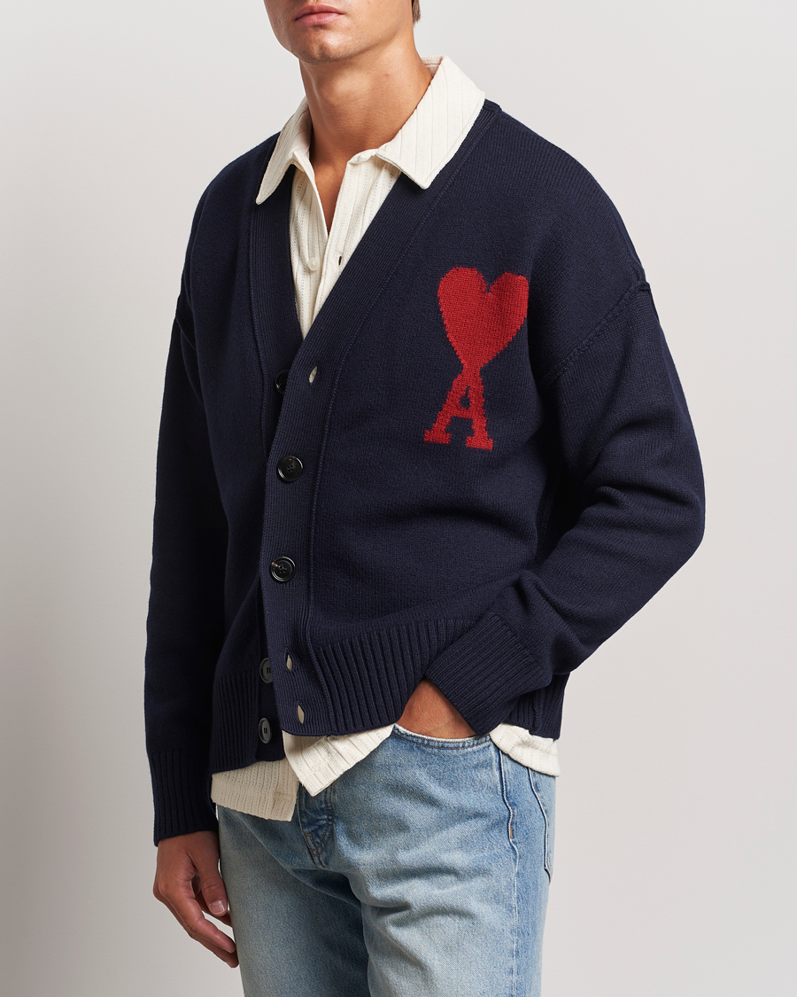 Herre | Gensere | AMI | Big Heart Logo Cardigan Navy