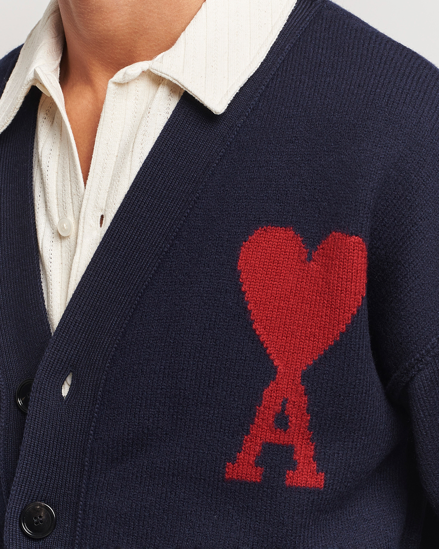 Herre | Gensere | AMI | Big Heart Logo Cardigan Navy