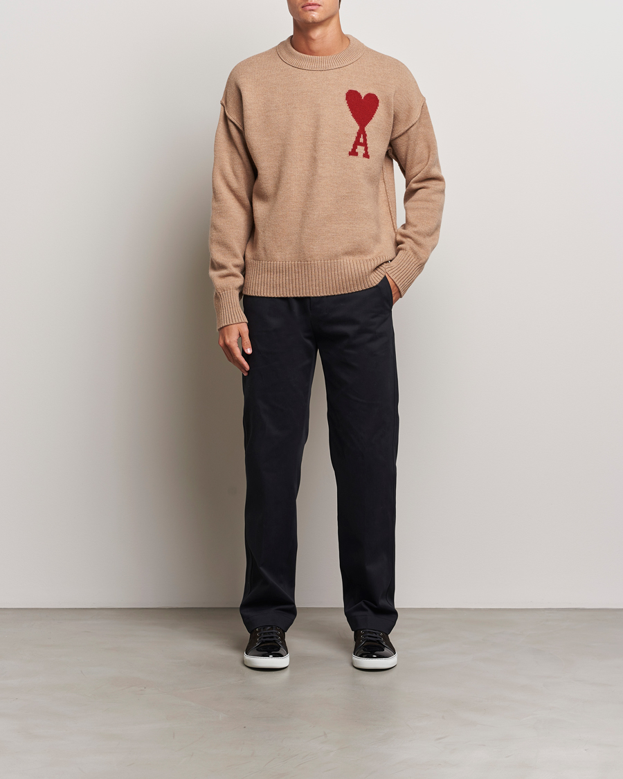 Herre | Gensere | AMI | Big Heart Logo Crew Neck Camel
