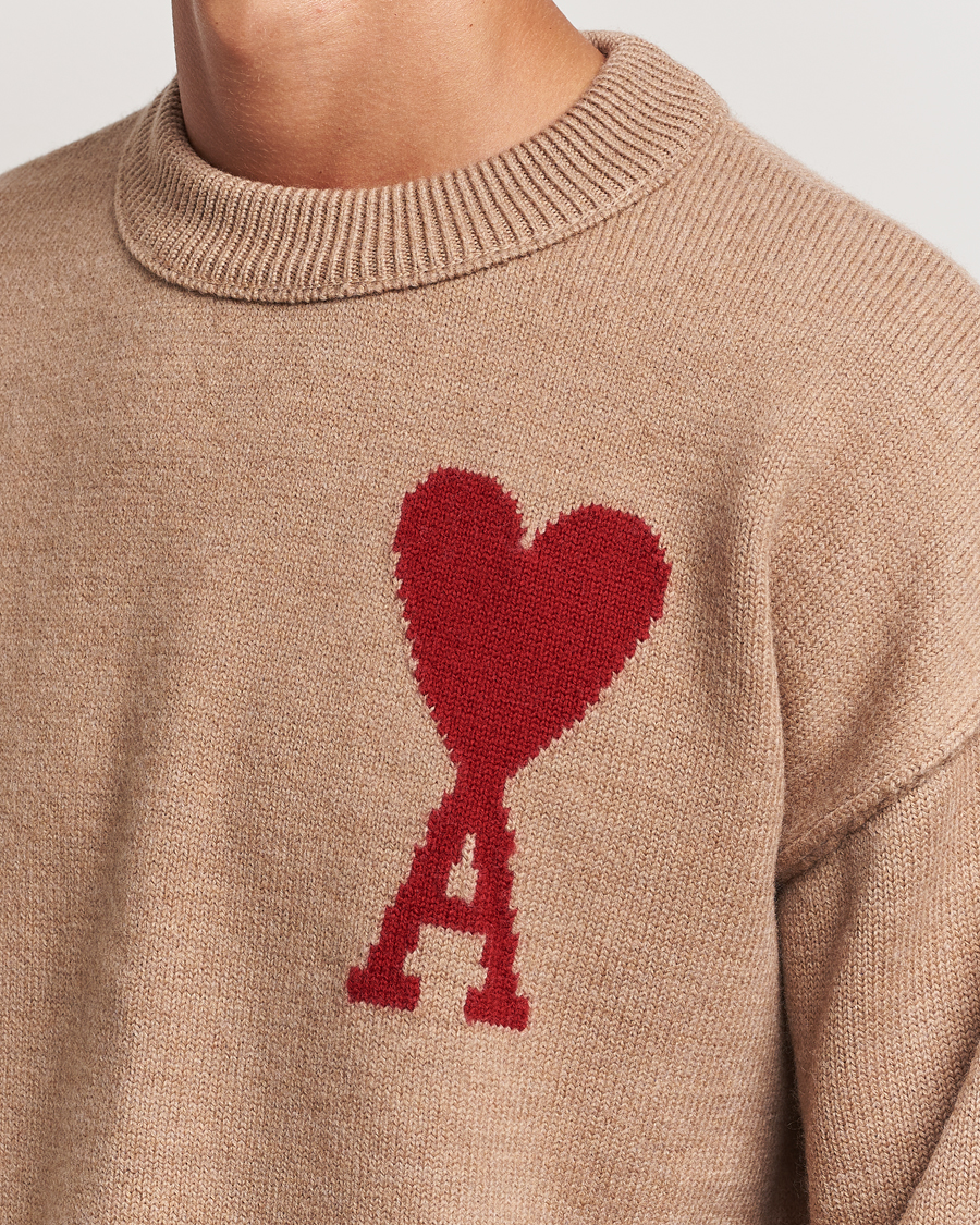 Herre | Gensere | AMI | Big Heart Logo Crew Neck Camel