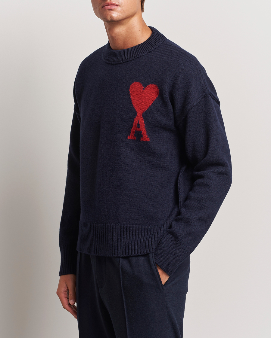 Herre | Gensere | AMI | Big Heart Logo Crew Neck Navy