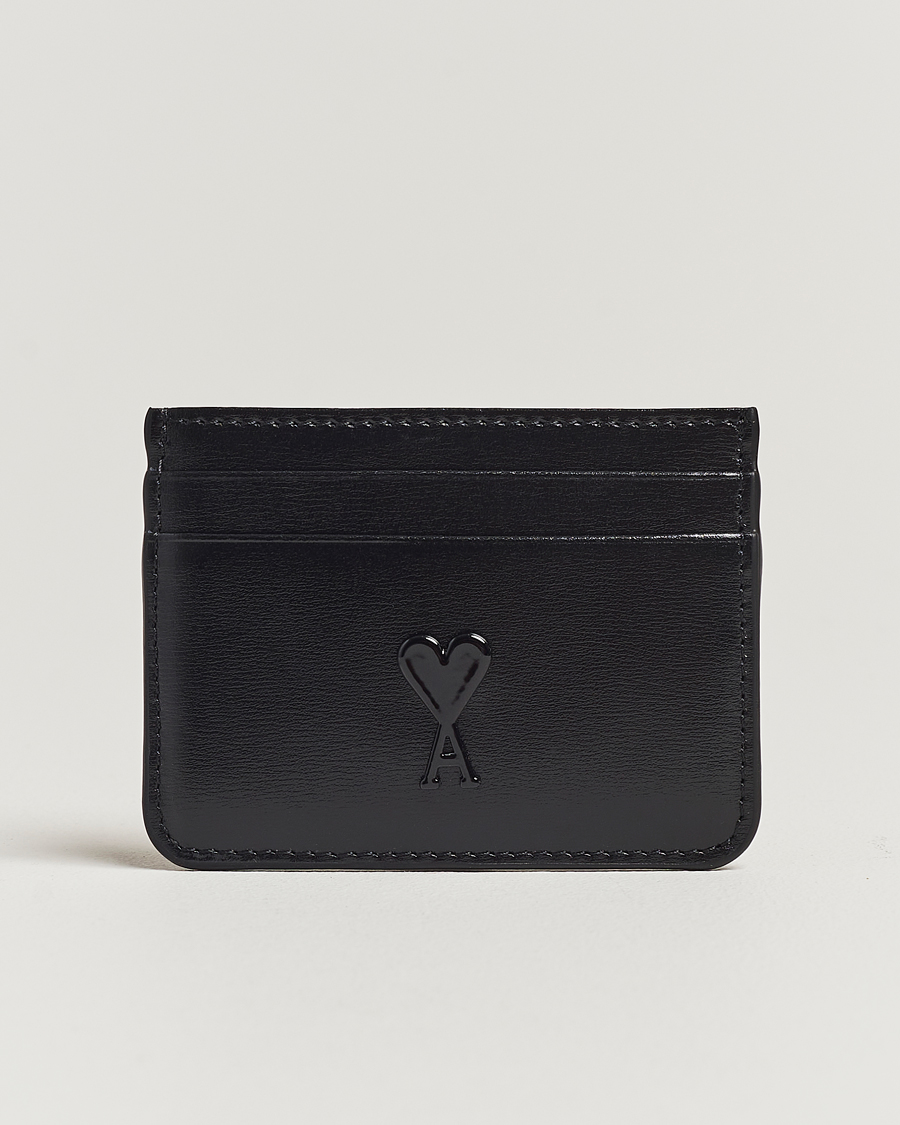 Herre | AMI Tonal Logo Leather Cardholder Black | AMI | Tonal Logo Leather Cardholder Black