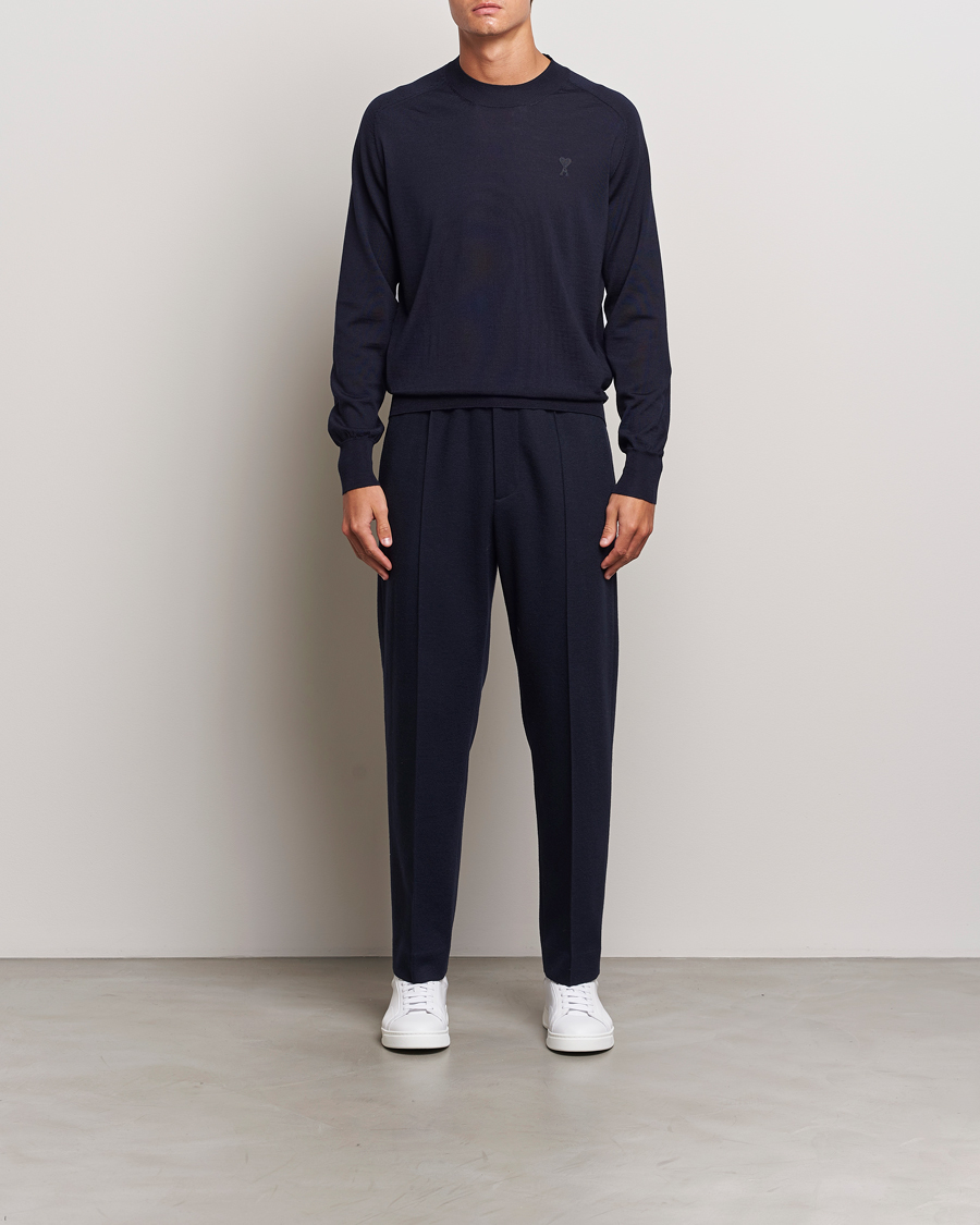 Herre | Gensere | AMI | Tonal Heart Logo Wool Crew Neck Navy