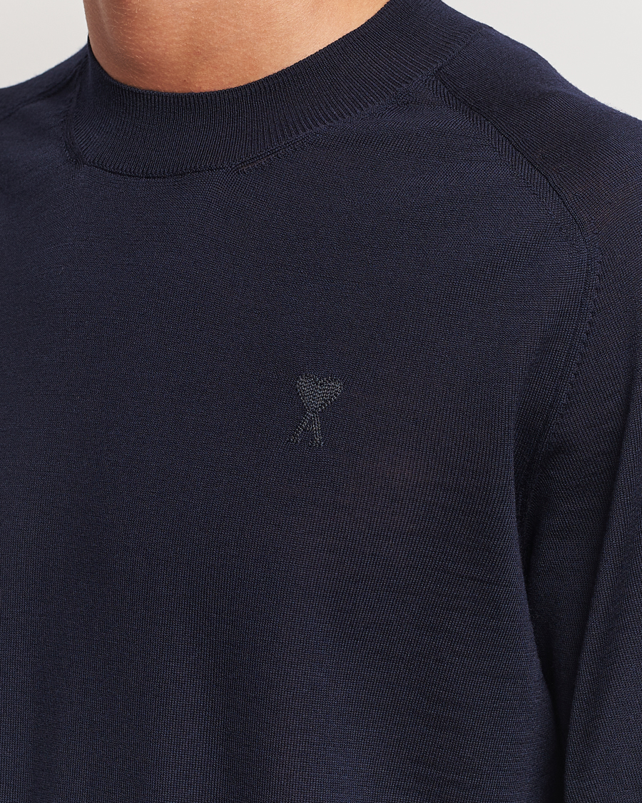 Herre | Gensere | AMI | Tonal Heart Logo Wool Crew Neck Navy