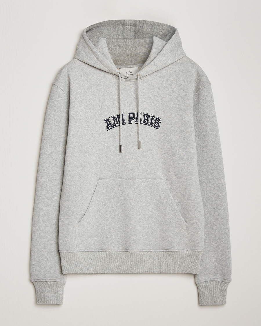 Herre | Gensere | AMI | Paris Logo Hoodie Heather Ash Grey